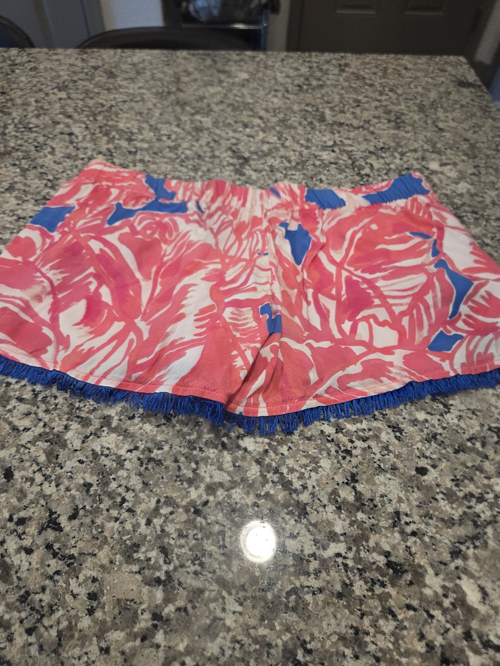 Lilly Pulitzer Pink, Blue & White Tropical Fringe Shorts